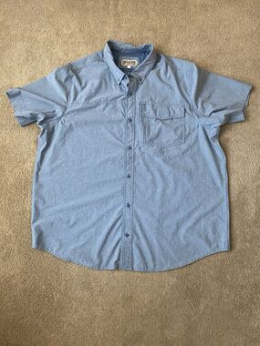 Duluth Trading Co. Men's Blue Chambray Utility Short Sleeve Shirt Size 2X